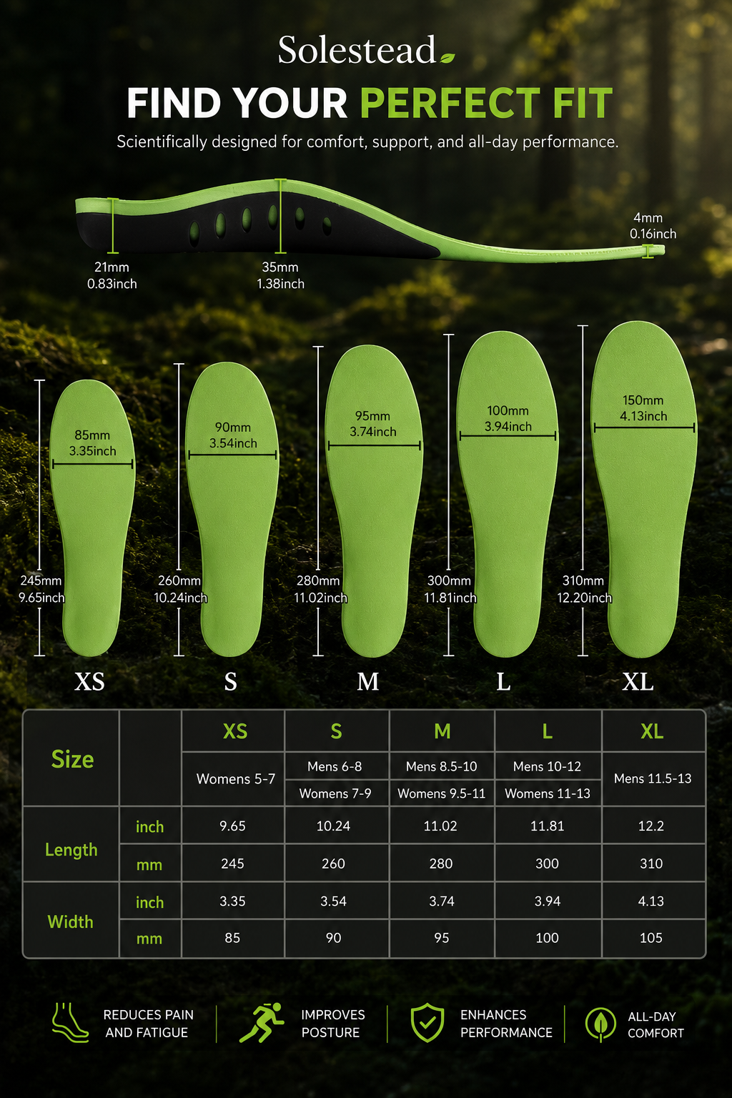 Solestead Arch Support Insoles — Plantar Fasciitis & Flat Feet Relief
